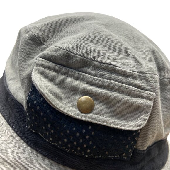 Royal Headware Frayed Edge Gray Black Bucket Hat Boonie Pocket Detail Sz 59 M - Picture 5 of 8